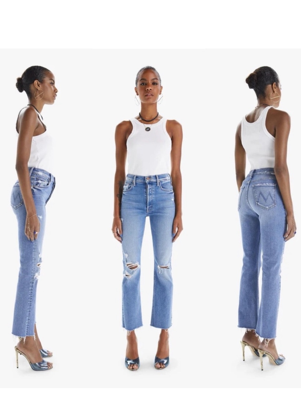MOTHER Denim Jeans High Rise The Tripper Ankle Fray Play Like A Pirate 32  $258